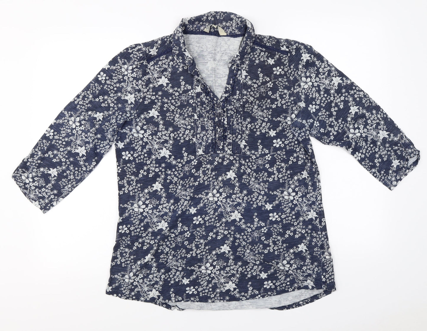 M&Co Womens Blue Floral  Pullover Jumper Size 14