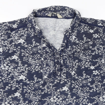 M&Co Womens Blue Floral  Pullover Jumper Size 14