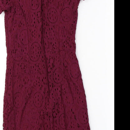 Preloved petites Womens Purple Floral  A-Line  Size 6 - Label