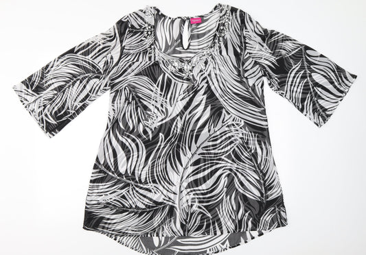 Together  Womens Black Floral  Basic Blouse Size 12