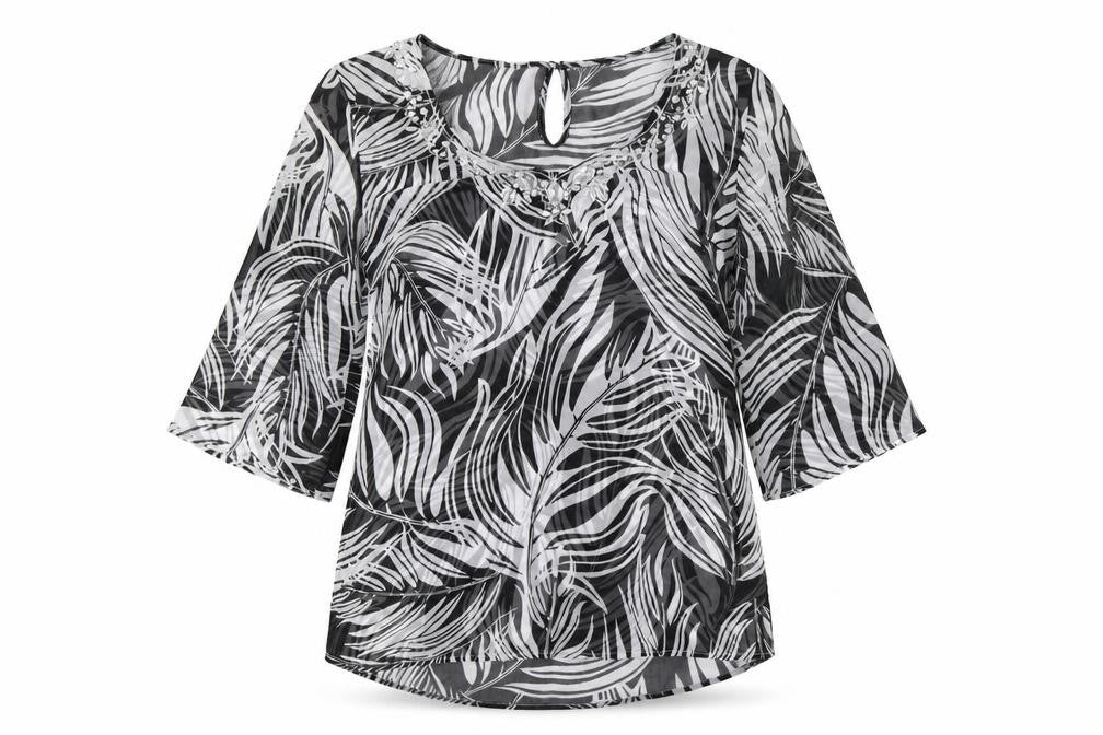 Together  Womens Black Floral  Basic Blouse Size 12