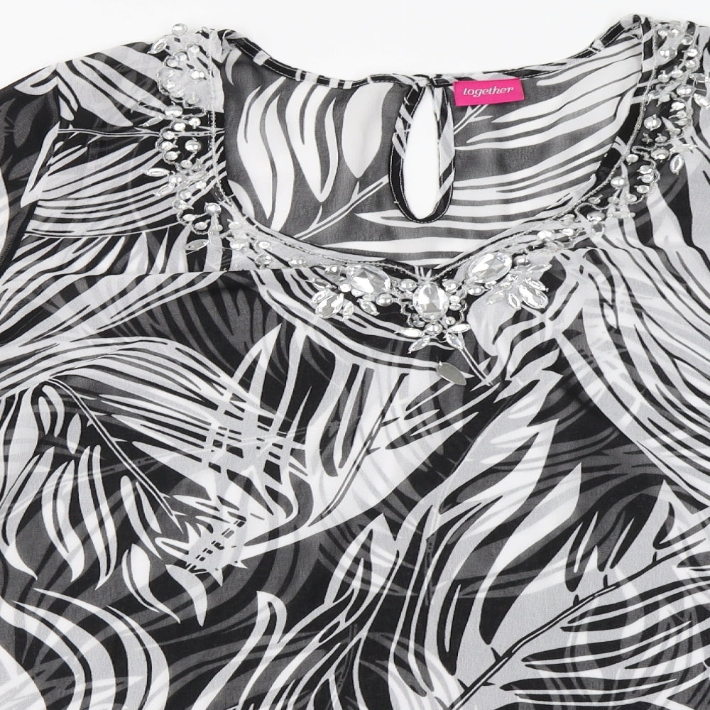 Together  Womens Black Floral  Basic Blouse Size 12