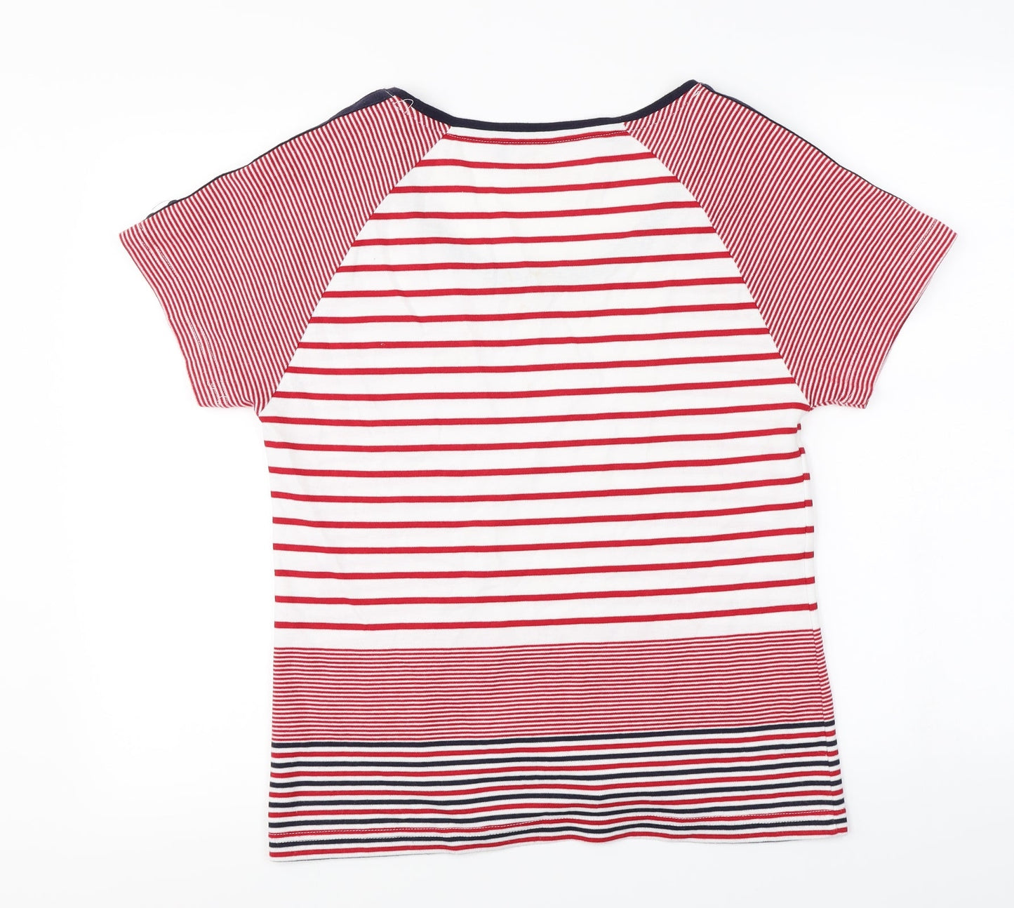 David Emmanuel   Womens White Striped  Basic T-Shirt Size 14