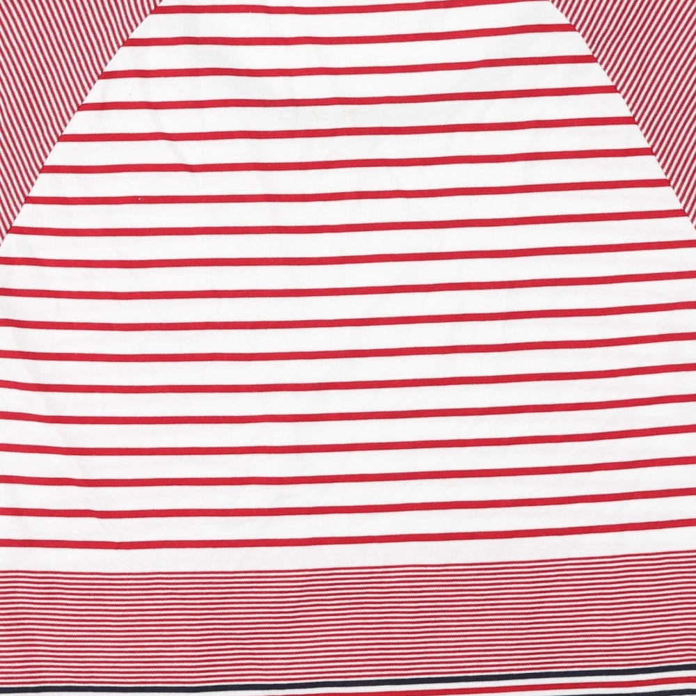 David Emmanuel   Womens White Striped  Basic T-Shirt Size 14