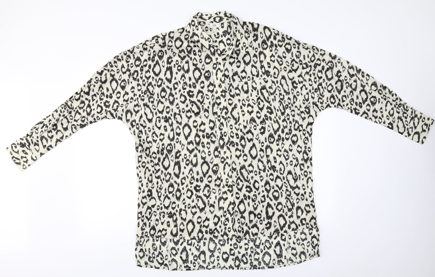 River Island  Womens Beige Animal Print  Basic Button-Up Size S