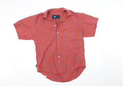 Capsule Womens Orange Check Basic Button-Up Size M
