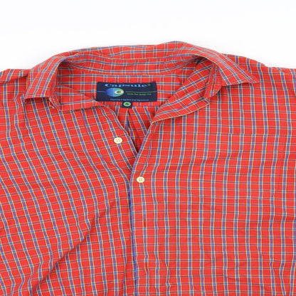 Capsule Womens Orange Check Basic Button-Up Size M