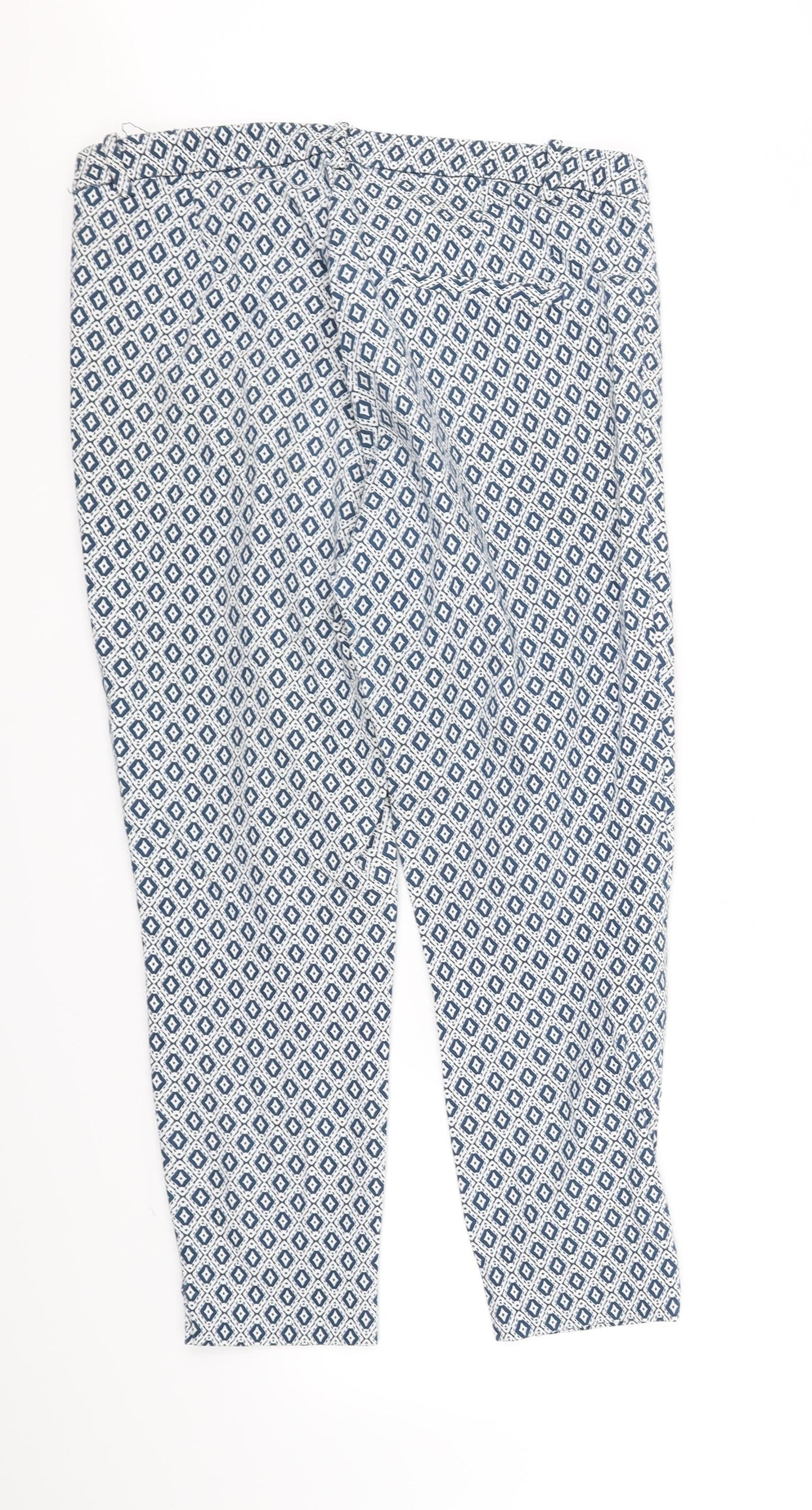 H&M Womens White Geometric  Trousers  Size 14 L27 in