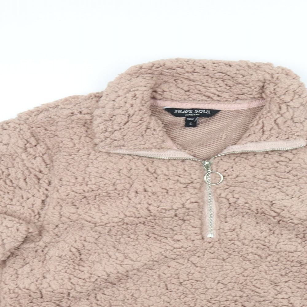 Brave Soul Womens Pink   Pullover Jumper Size L