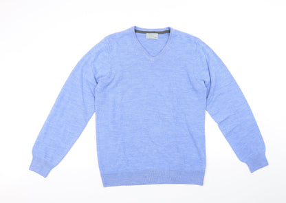 Preloved Marks and Spencer Mens Blue   Pullover Jumper Size M - Front