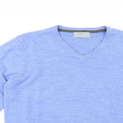Preloved Marks and Spencer Mens Blue   Pullover Jumper Size M - Detail