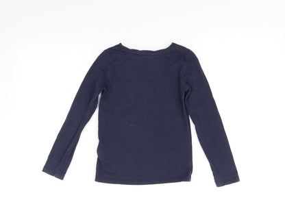 Preloved H&M Girls Blue   Basic T-Shirt Size 5-6 Years  - NEW YORK - Back