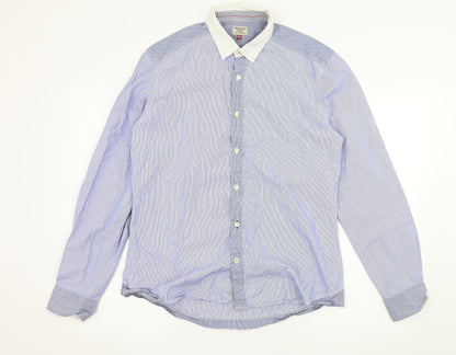 Next Mens Blue Striped   Button-Up Size M