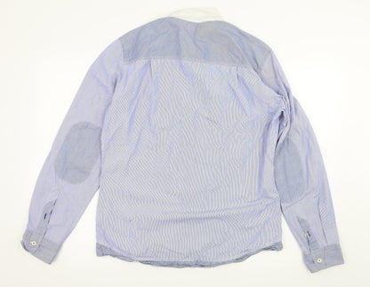 Next Mens Blue Striped   Button-Up Size M