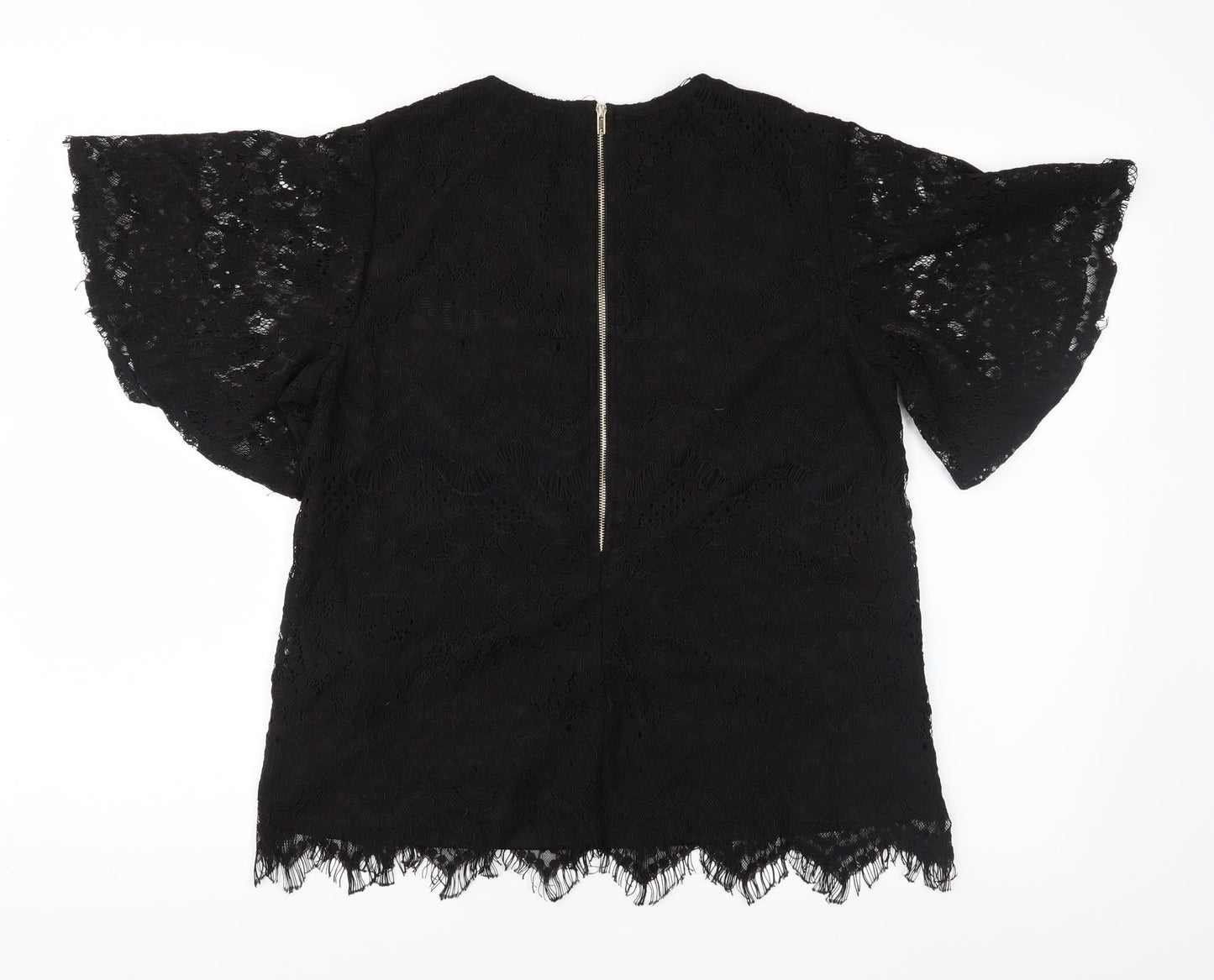 Mela Loves London Womens Black  Lace Basic Blouse Size 10