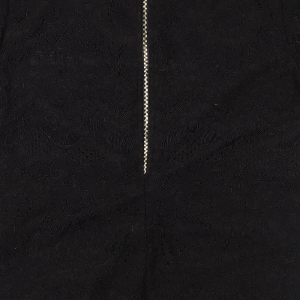 Mela Loves London Womens Black  Lace Basic Blouse Size 10