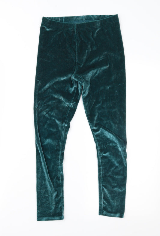 NEXT Girls Green  Velour Jegging Trousers Size 9 Years