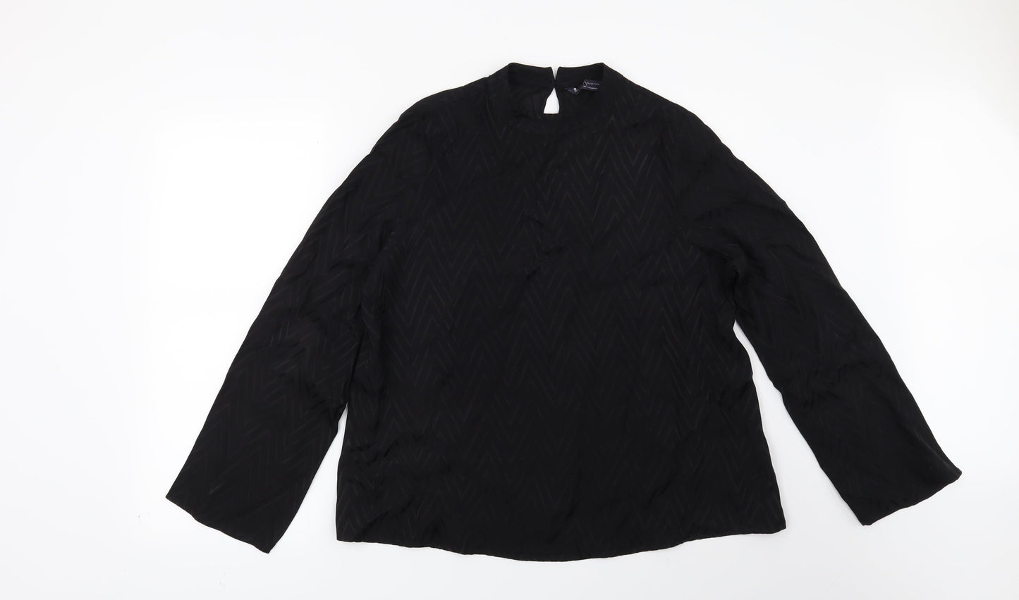 Preworn Womens Black Geometric  Basic Blouse Size 14