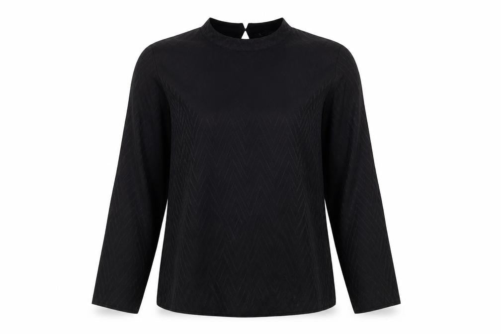 Preworn Womens Black Geometric  Basic Blouse Size 14