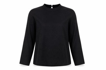 Preworn Womens Black Geometric  Basic Blouse Size 14