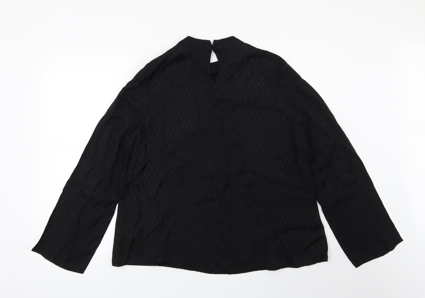 Preworn Womens Black Geometric  Basic Blouse Size 14