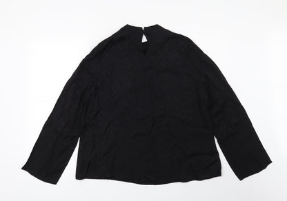 Preworn Womens Black Geometric  Basic Blouse Size 14