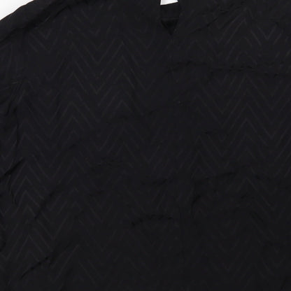 Preworn Womens Black Geometric  Basic Blouse Size 14