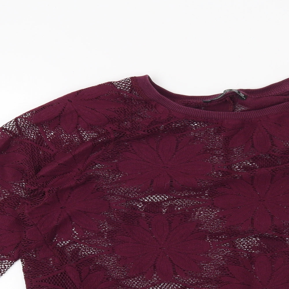Atmosphere Womens Purple Floral  Pullover Sweatshirt Size 8