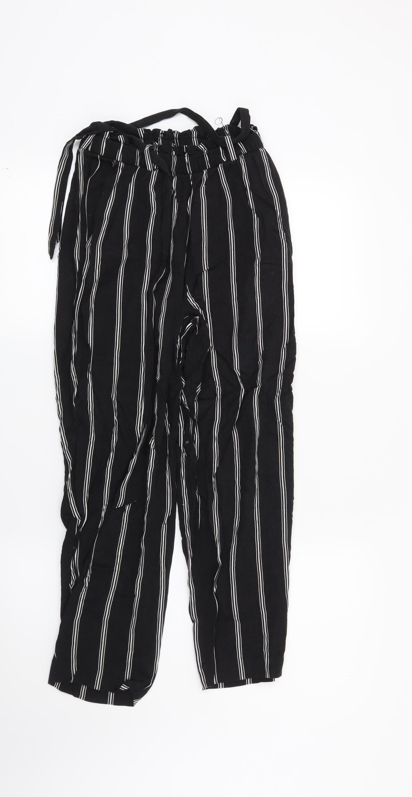 H&M Womens Black Striped  Trousers  Size 6 L24 in