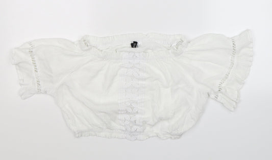 Divided Womens White   Basic Blouse Size 10  - Cropped