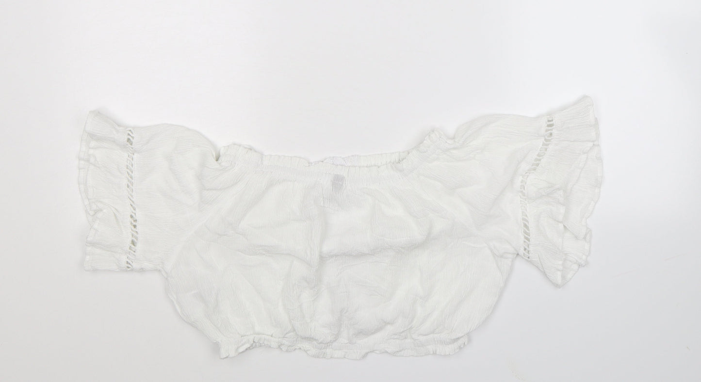 Divided Womens White   Basic Blouse Size 10  - Cropped