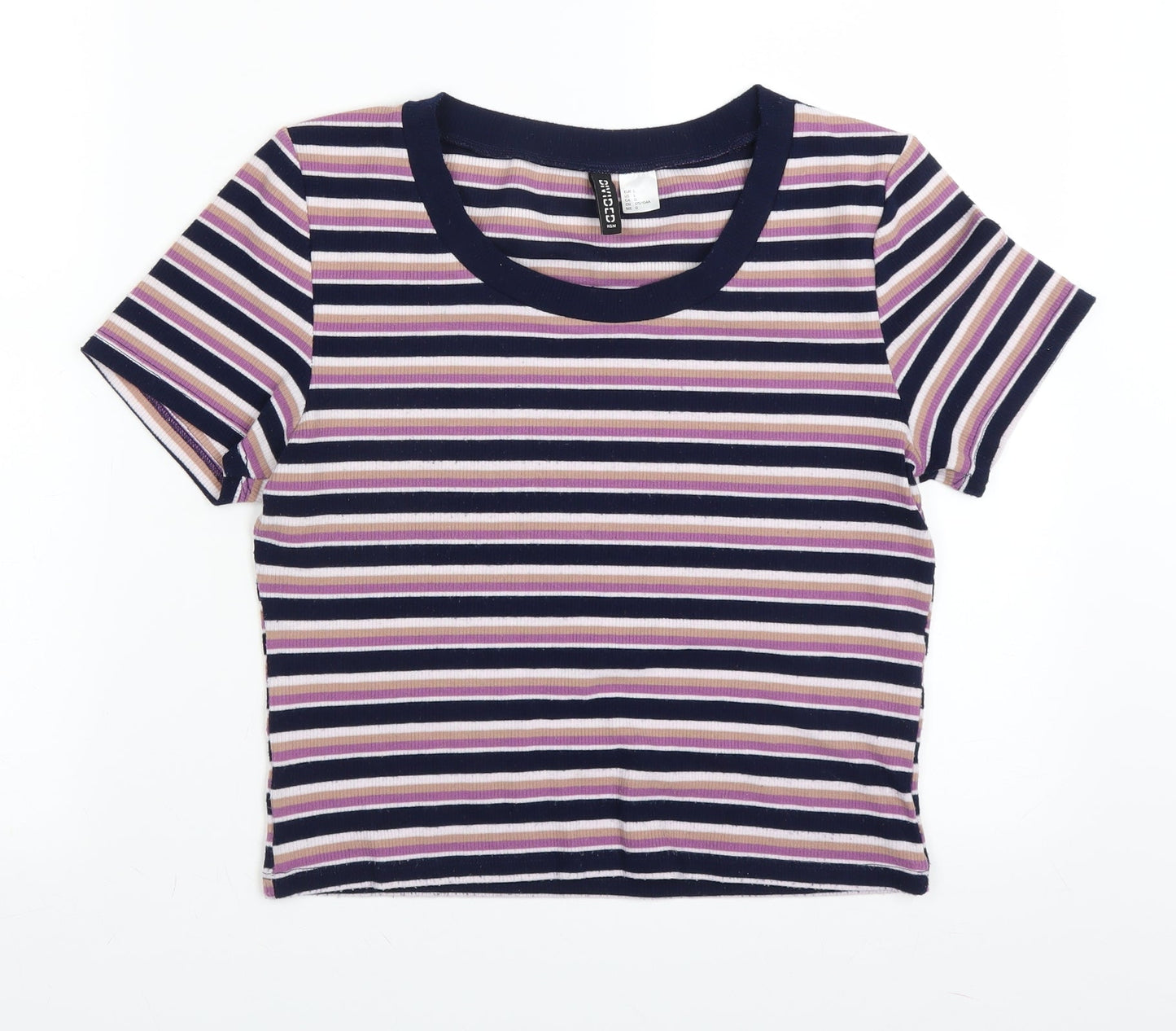 H&M Womens Blue Striped Knit Pullover Jumper Size L