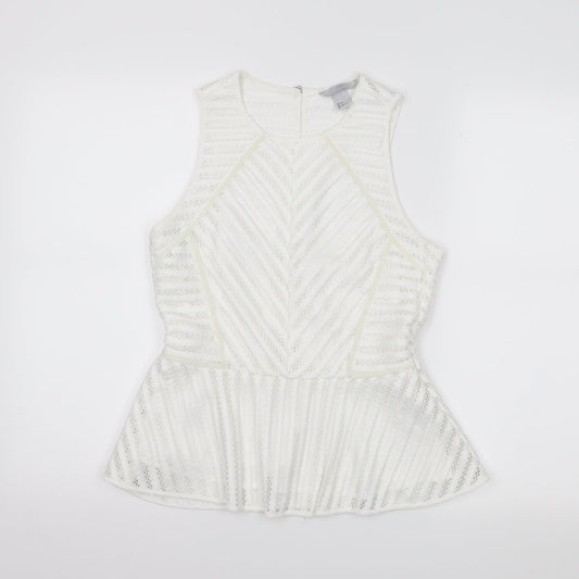 H&M Womens White Striped  Cropped Tank Size 10