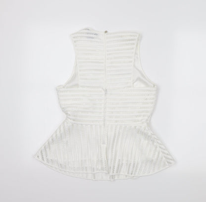 Preloved H&M Womens White Striped  Cropped Tank Size 10 - Back