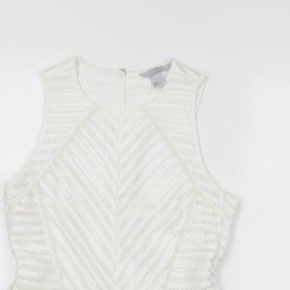 Preloved H&M Womens White Striped  Cropped Tank Size 10 - Detail