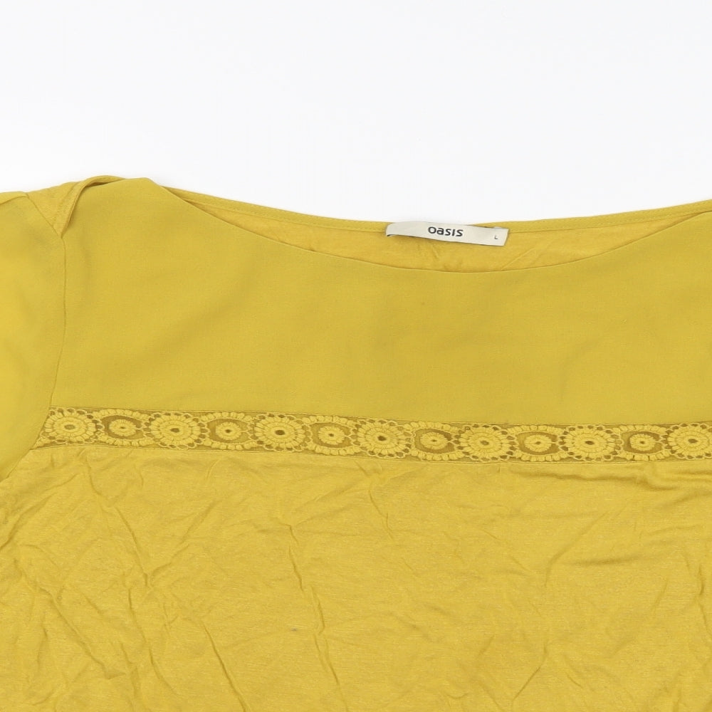 Oasis Womens Yellow   Basic Blouse Size L