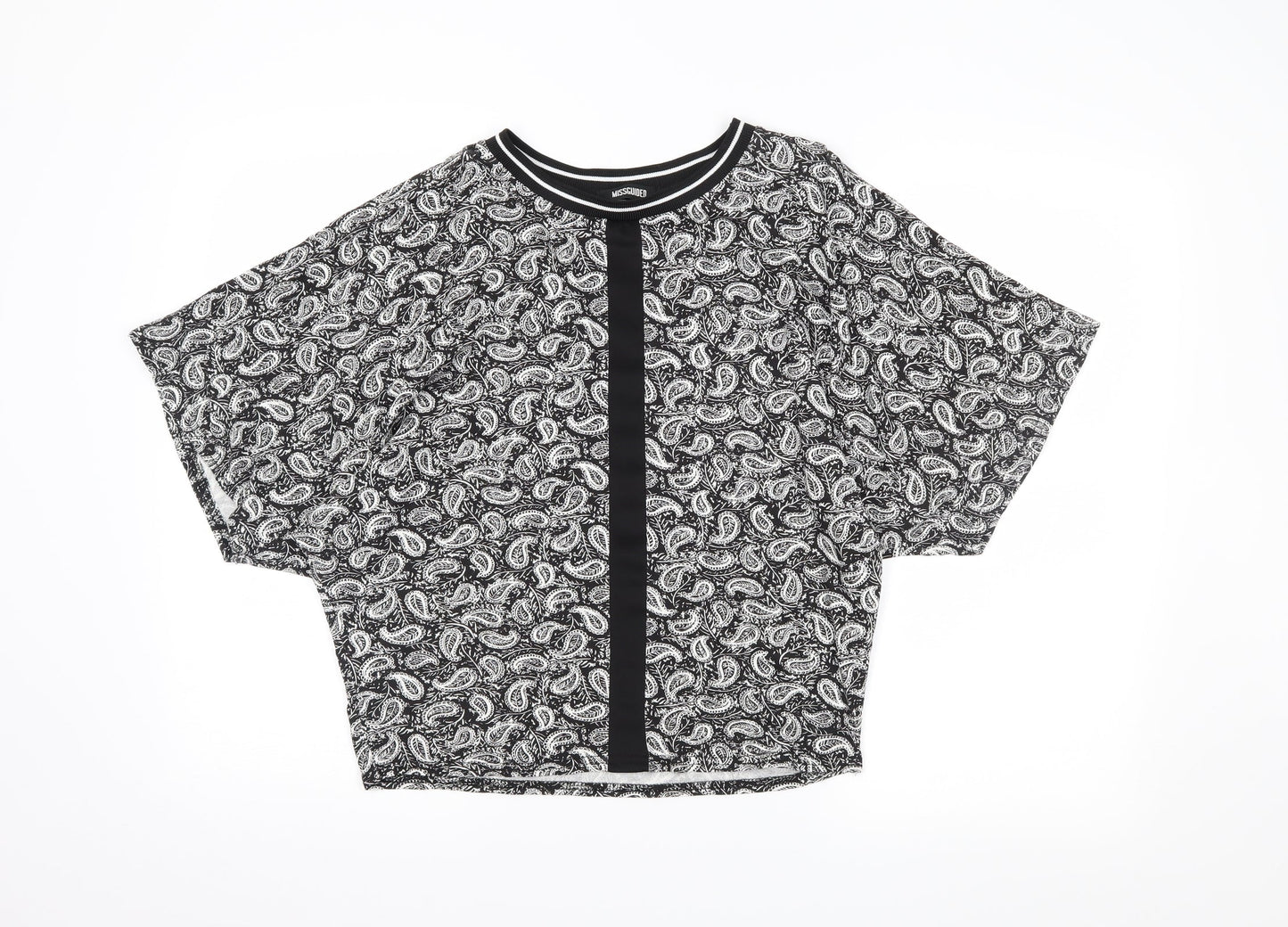 Missguided Womens Black Paisley  Cropped T-Shirt Size 8