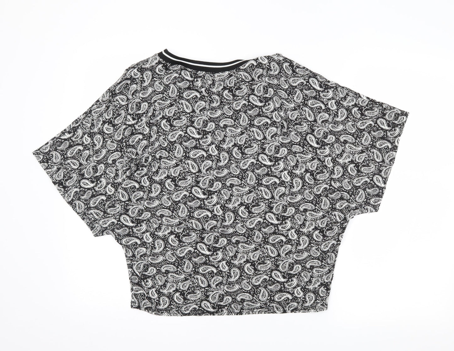 Missguided Womens Black Paisley  Cropped T-Shirt Size 8