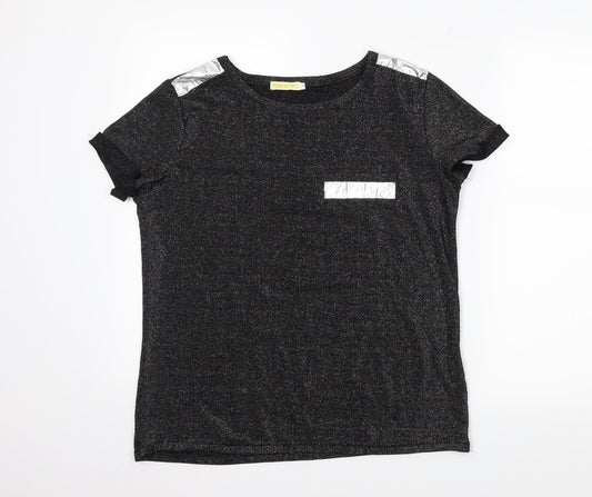 pink studio Womens Black   Basic T-Shirt Size L