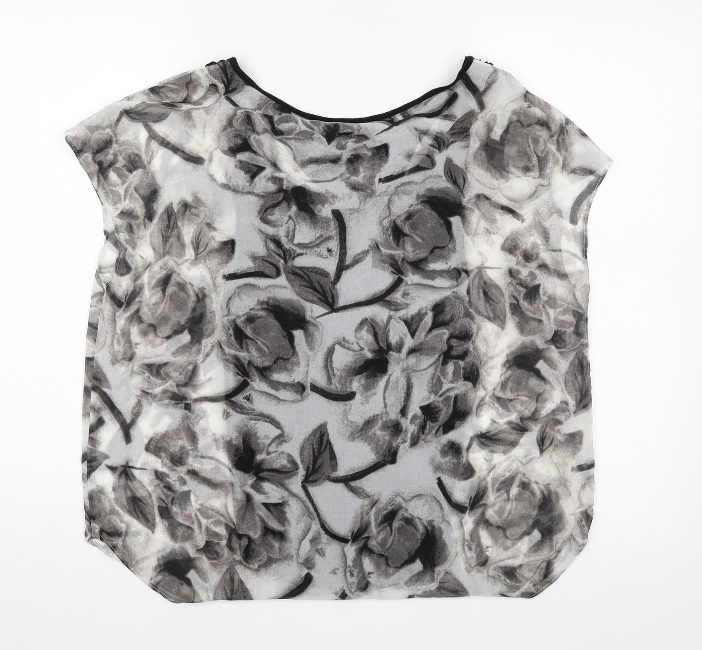 et vous Womens Black Floral  Basic Blouse Size 10