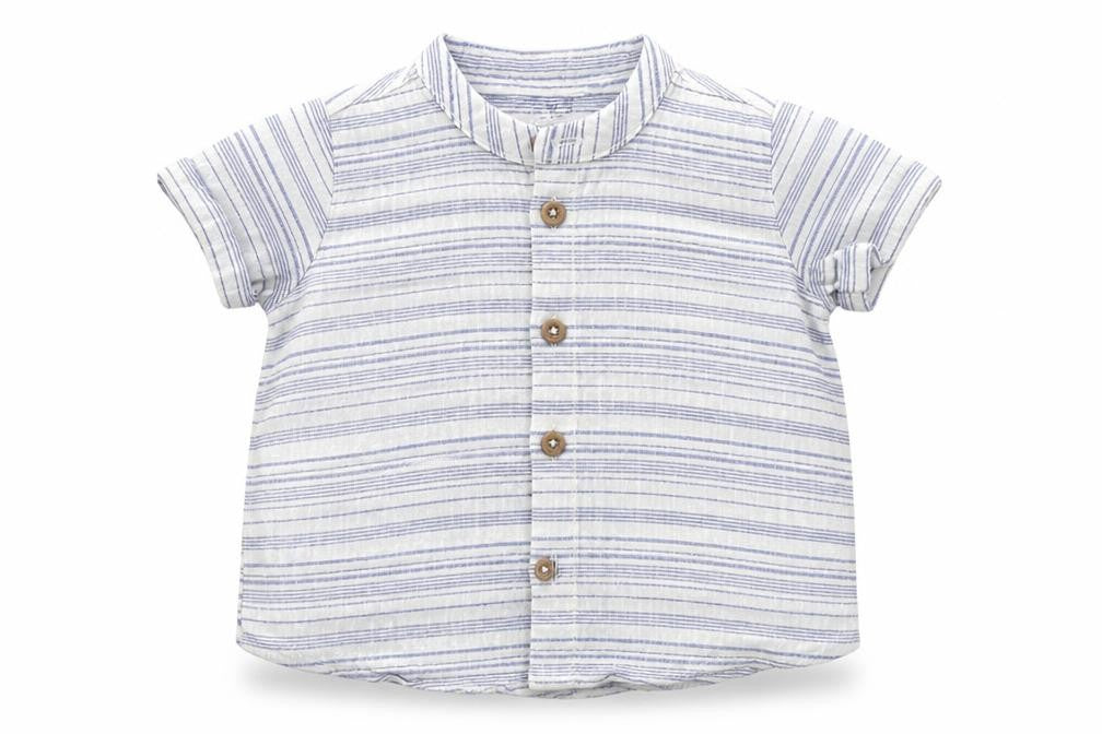 F&F Boys White Striped  Basic Button-Up Size 6-9 Months