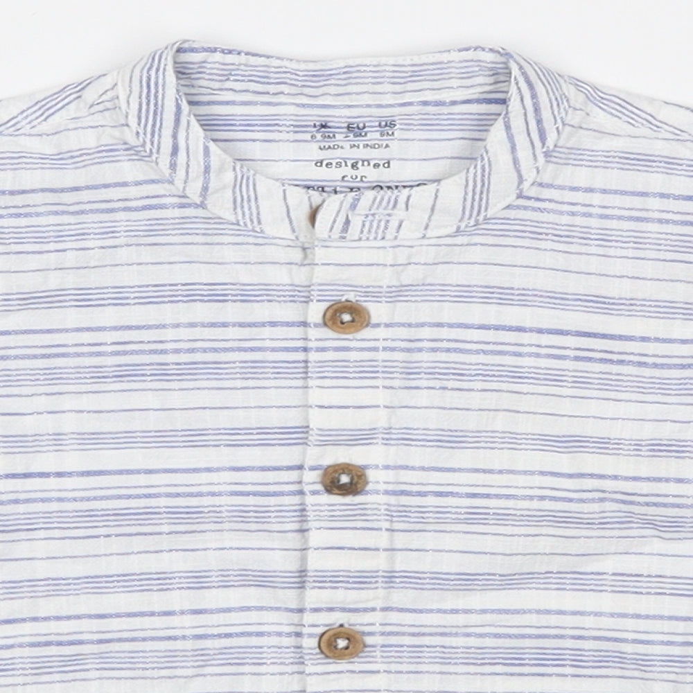 F&F Boys White Striped  Basic Button-Up Size 6-9 Months