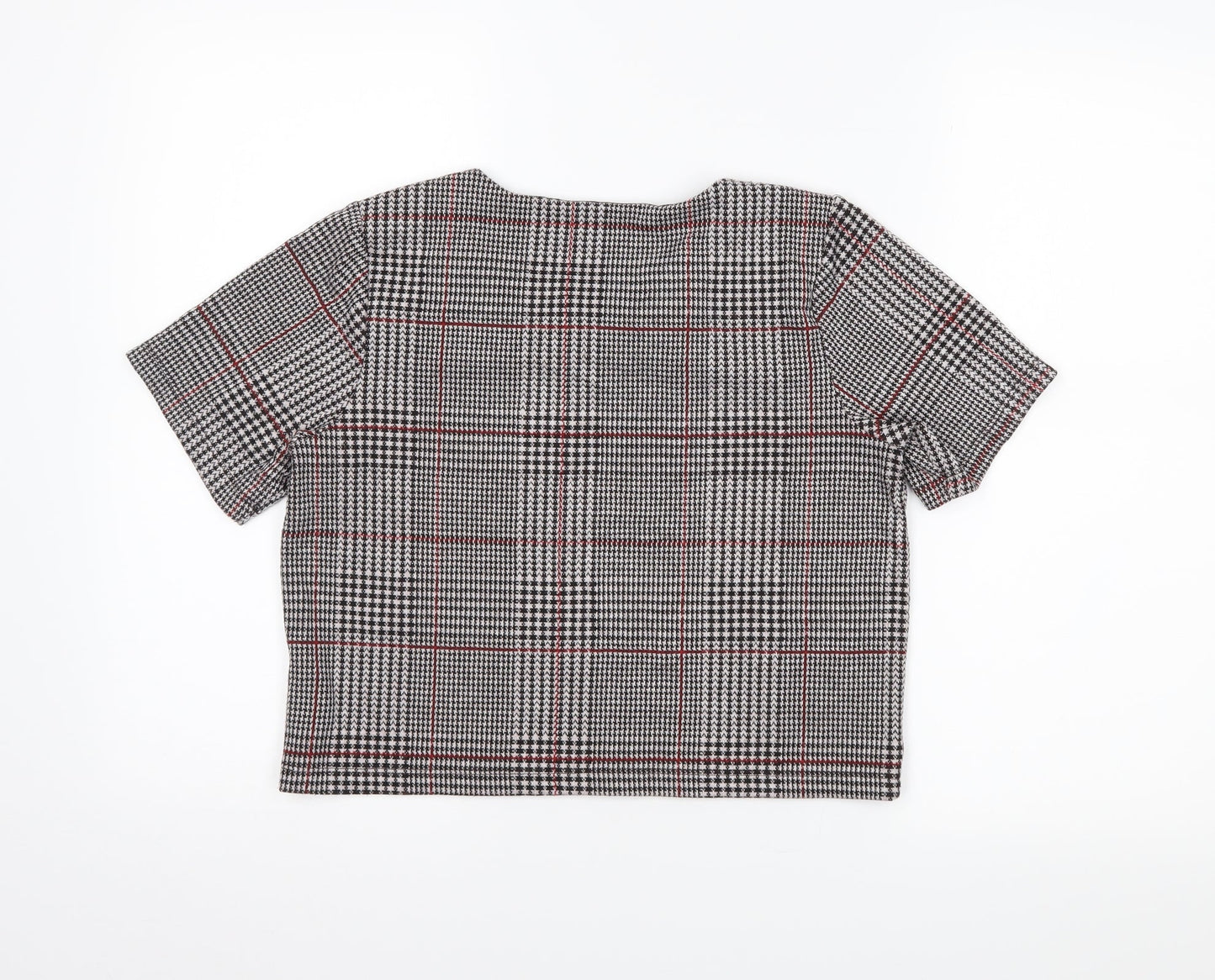 Topshop Womens Grey Houndstooth  Cropped T-Shirt Size 10