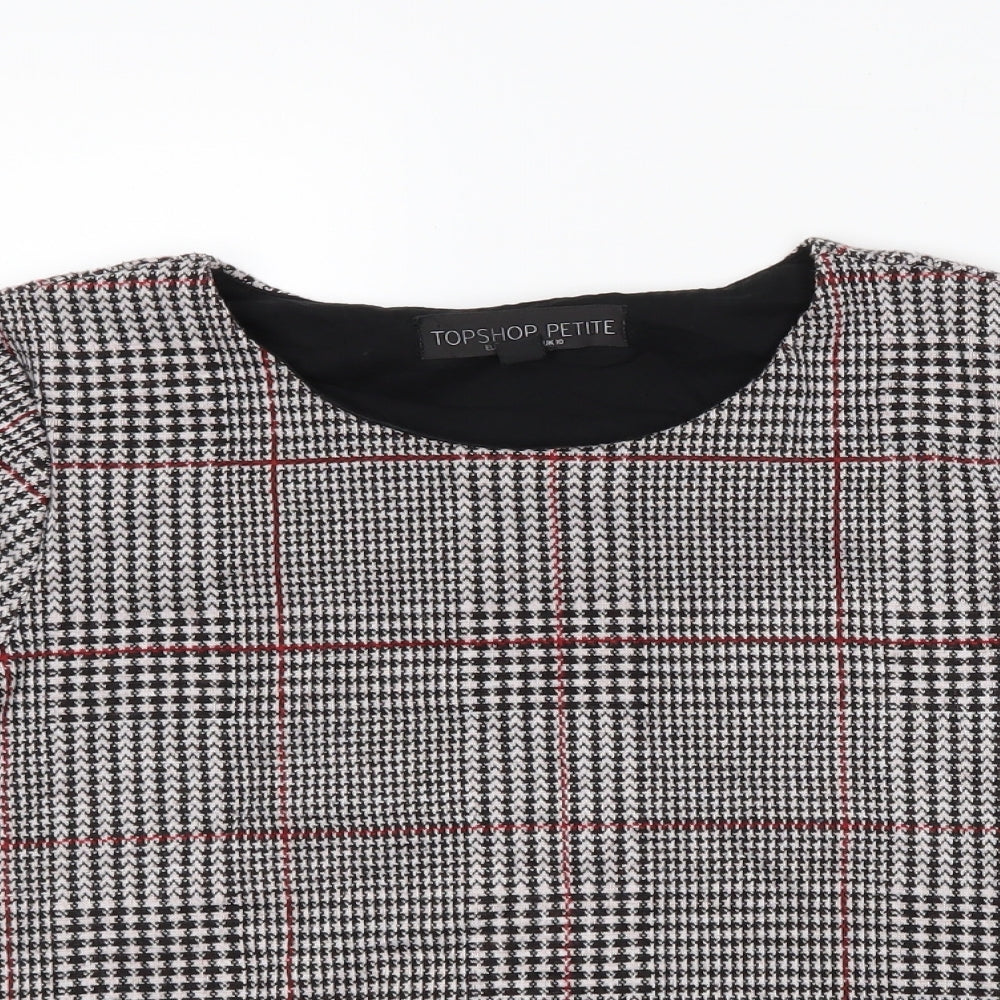 Topshop Womens Grey Houndstooth  Cropped T-Shirt Size 10