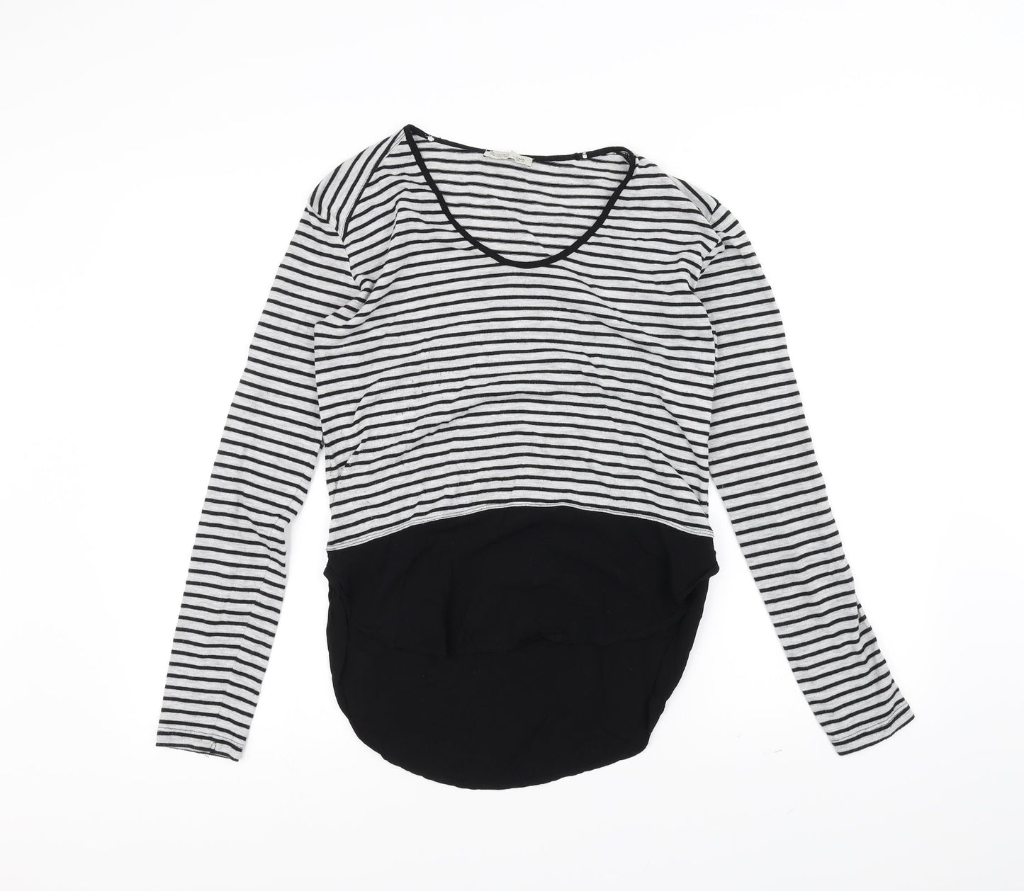 Zara Womens Black Striped  Basic T-Shirt Size S