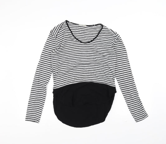 Zara Womens Black Striped  Basic T-Shirt Size S