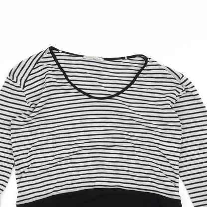 Zara Womens Black Striped  Basic T-Shirt Size S
