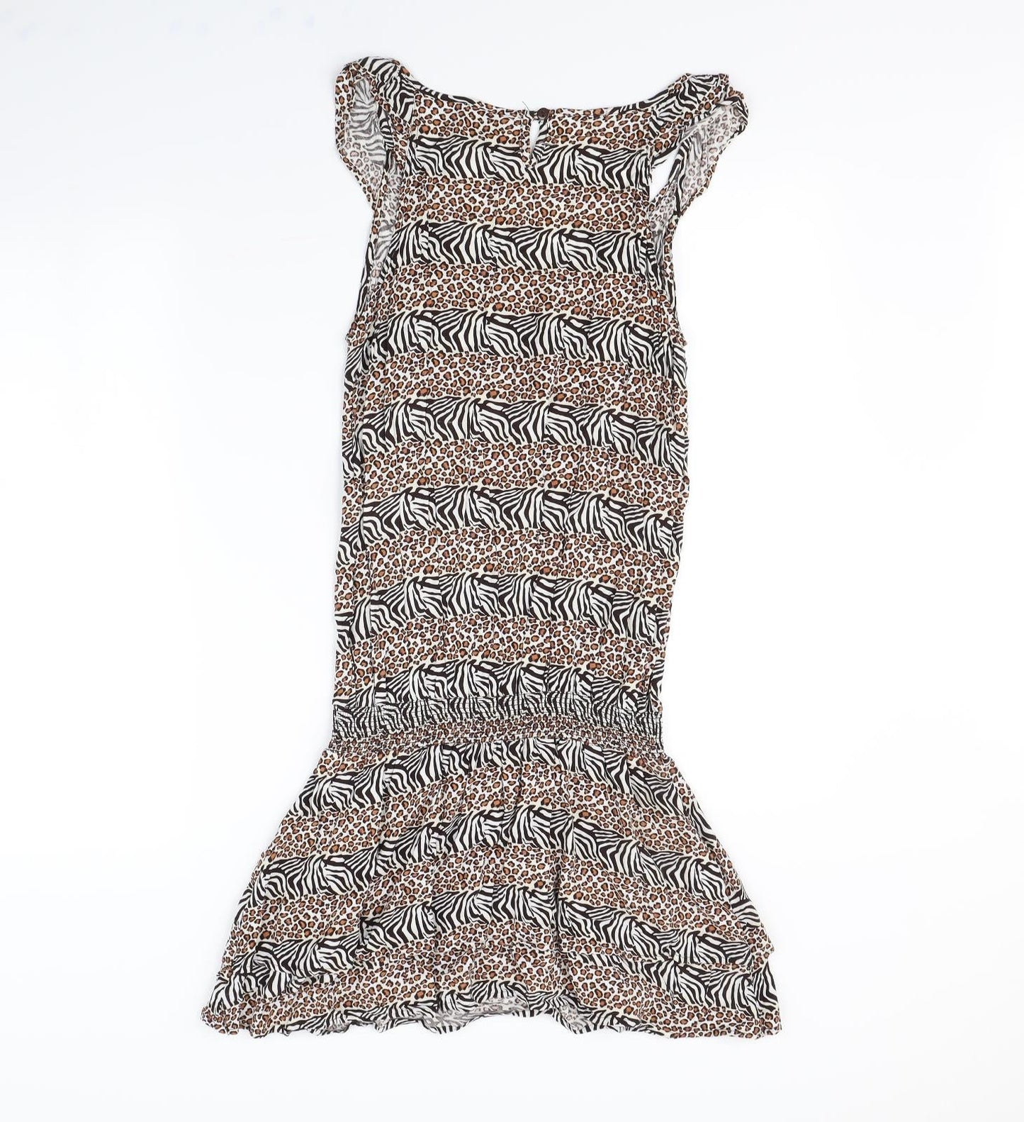 Preworn Womens White Animal Print  Fit & Flare  Size M