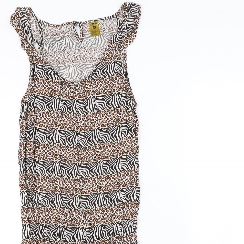 Preworn Womens White Animal Print  Fit & Flare  Size M