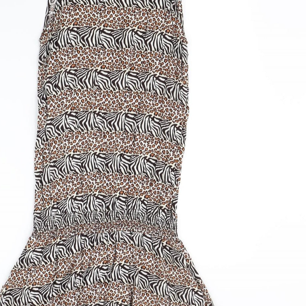Preworn Womens White Animal Print  Fit & Flare  Size M